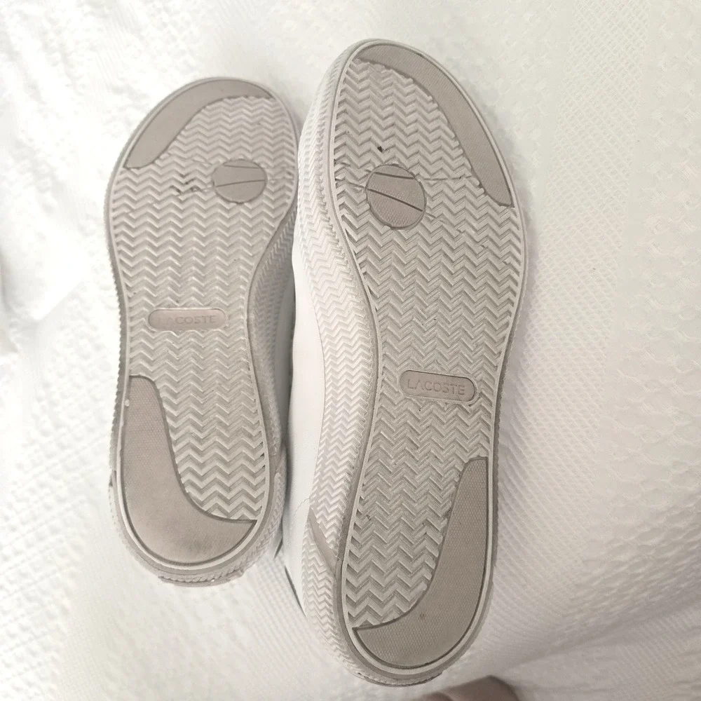 Lacoste Womens Grip Shot BL 21 1 White Leather Pink Sneakers 7.5
